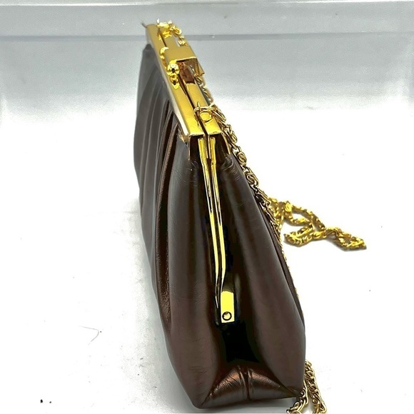 GUNNE SAX Clutch & Chain Bronze Gold Hardware Formal Prom Wedding - Picture 4 of 11